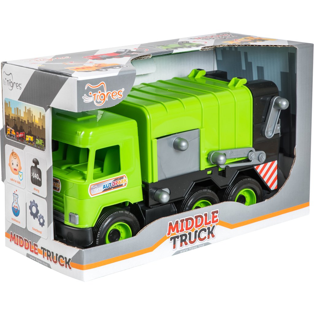 Спецтехніка Tigres Авто “Middle truck” сміттєвоз (св. зелений) в коробці (39484)