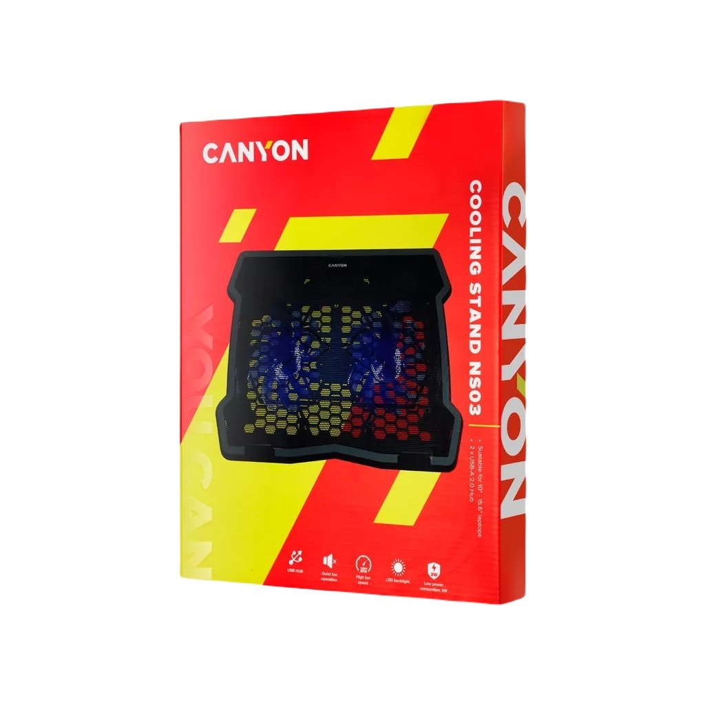 Підставка до ноутбука Canyon NS03, 10-15.6 laptop, dual-fan with 2×2.0 USB hub (CNE-HNS03)