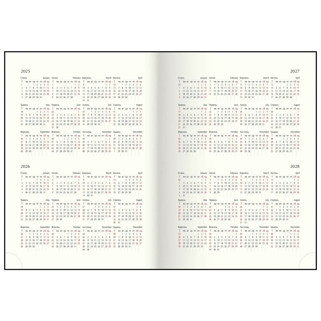 Тижневик Buromax датований 2024 MONOCHROME A5 бордовий (BM.2160-13)