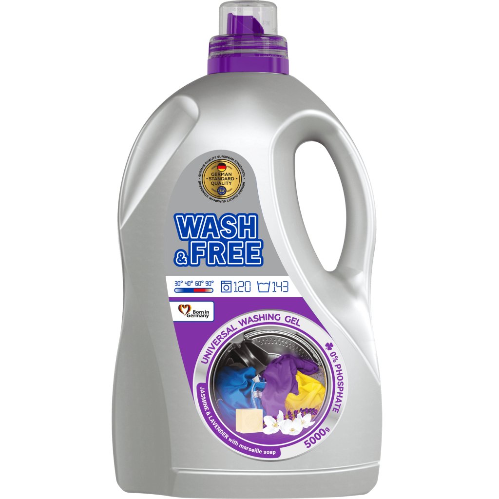 Гель для прання Wash&Free Жасмін та Лаванда з Марсельським милом 5 кг (4260637721266)