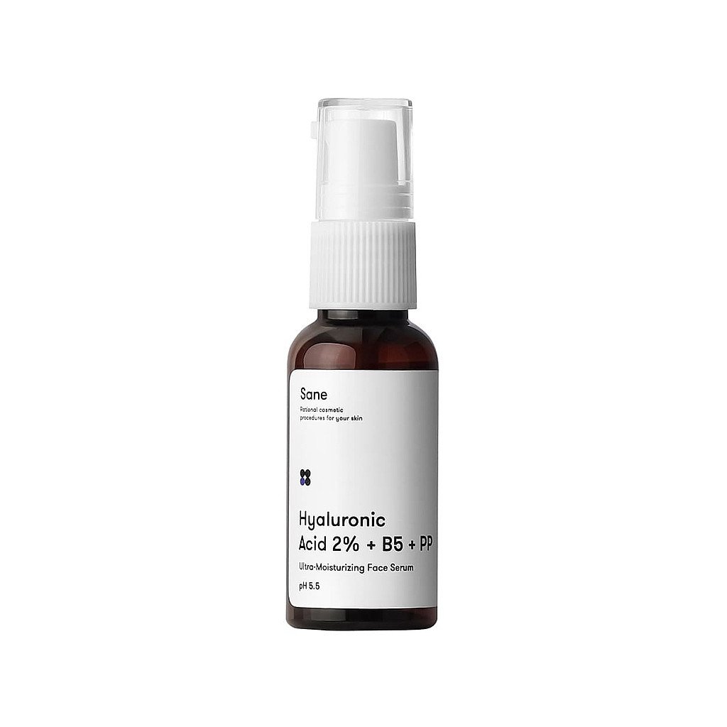 Сироватка для обличчя Sane Hyaluronic Acid 2% + B5 + PP З гіалуроновою кислотою і вітамінами B5 РР 30 мл (4820266830496)