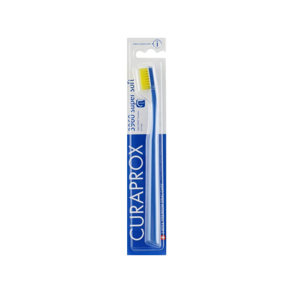 Зубна щітка Curaprox CS 3960 Super Soft Суперм’яка D 0.12 мм Синя з жовтою щетиною (CS 3960-02)