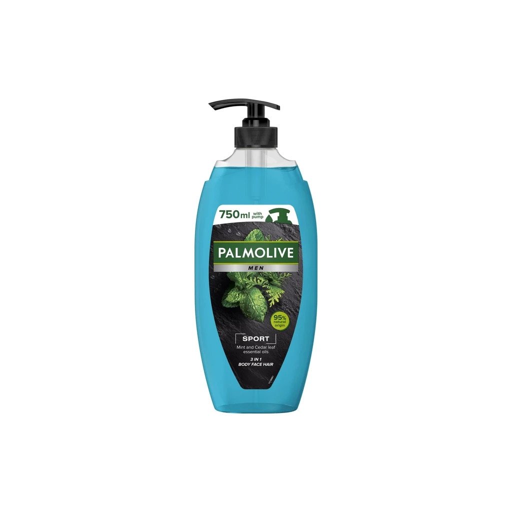 Гель для душу Palmolive Men Sport Ефірні олії м’яти та листя кедра 750 мл (8693495048712)