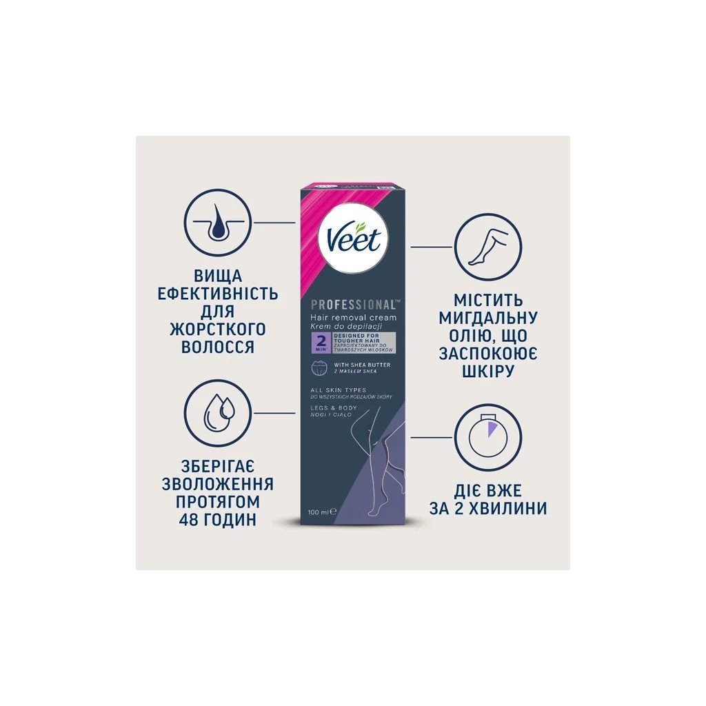 Крем для депіляції Veet Professional для всіх типів шкіри з Олією ши 100 мл (5900627099034)