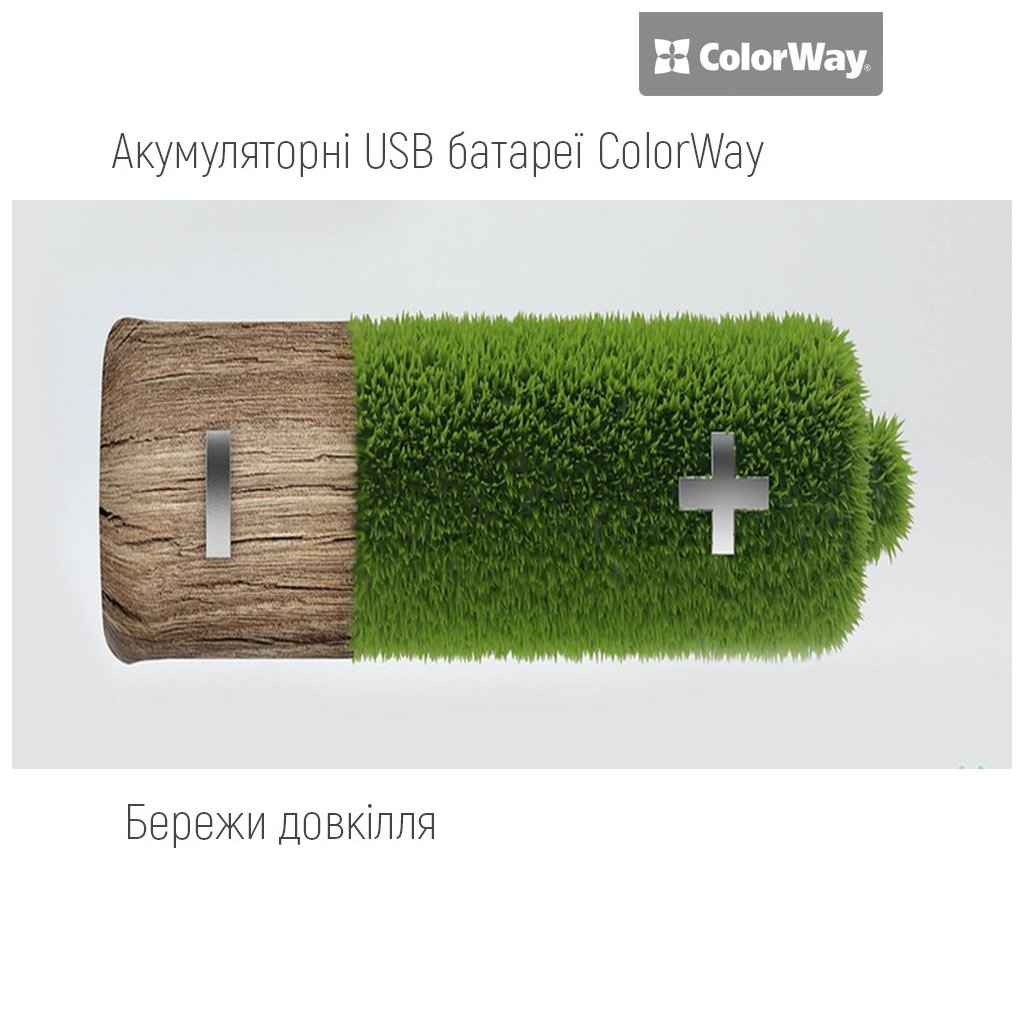 Акумулятор ColorWay AA USB-С 2220 mAh 1.5V (2шт) (Li-Polymer) (CW-UBAA-10)