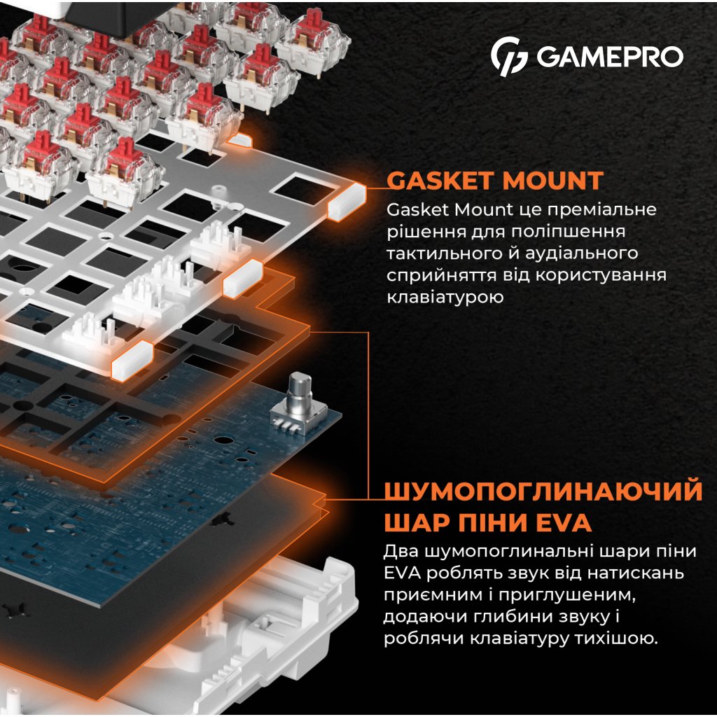 Клавіатура GamePro MK170W Hot-Swap Red Swich RGB USB UA White (MK170W)