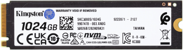 SSD накопичувач Kingston 1TB M.2 KC3000 NVMe 2280 (SKC3000S/1024G)