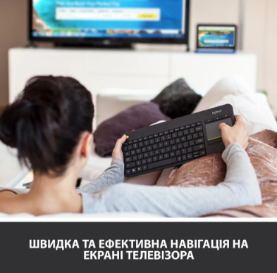 Клавіатура Logitech K400 Plus Touch Wireless UA Black (920-007145)