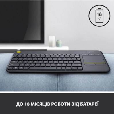 Клавіатура Logitech K400 Plus Touch Wireless UA Black (920-007145)