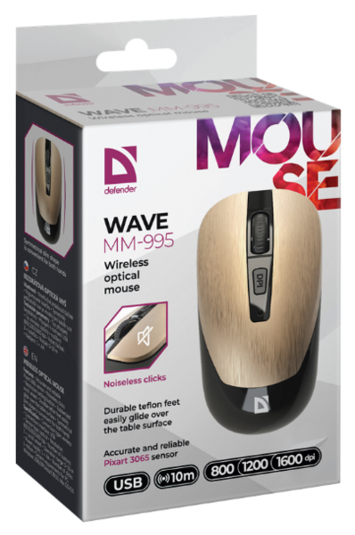 Мишка Defender Wave MM-995 Silent Wireless Bronze (52992)