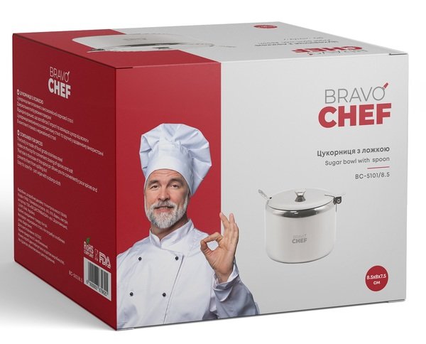 Цукорниця Bravo Chef з ложкою 8.5 см (BC-5101/8.5)