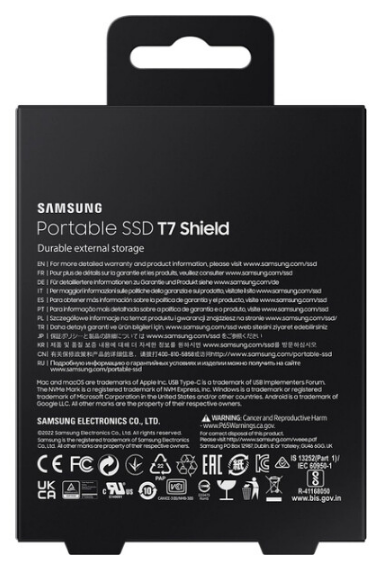 SSD накопичувач Samsung T7 Shield 1TB USB 3.2 Type-C Black (MU-PE1T0S/EU)