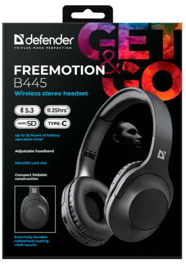 Гарнітура Defender FreeMotion B445 Bluetooth Black (63445)