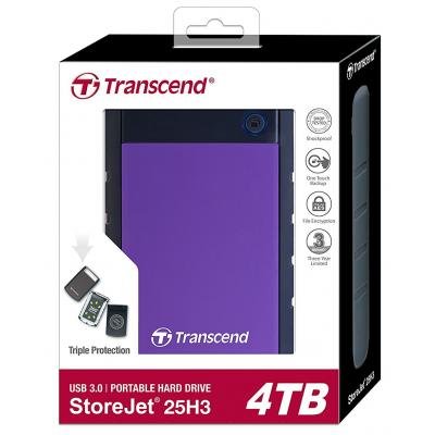 HDD накопичувач Transcend StoreJet 25H3 4TB (TS4TSJ25H3P) USB 3.0 Purple