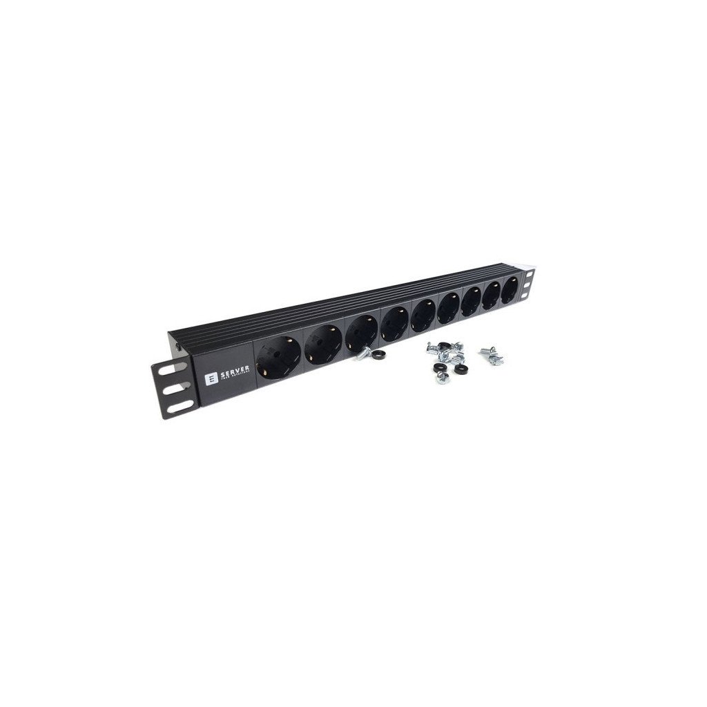 Силовий блок Eserver 19″ 9 розеток, без выкл., без кабеля, алюм. корпус, 16А (WT-2261A-GER-9WAY-WO)