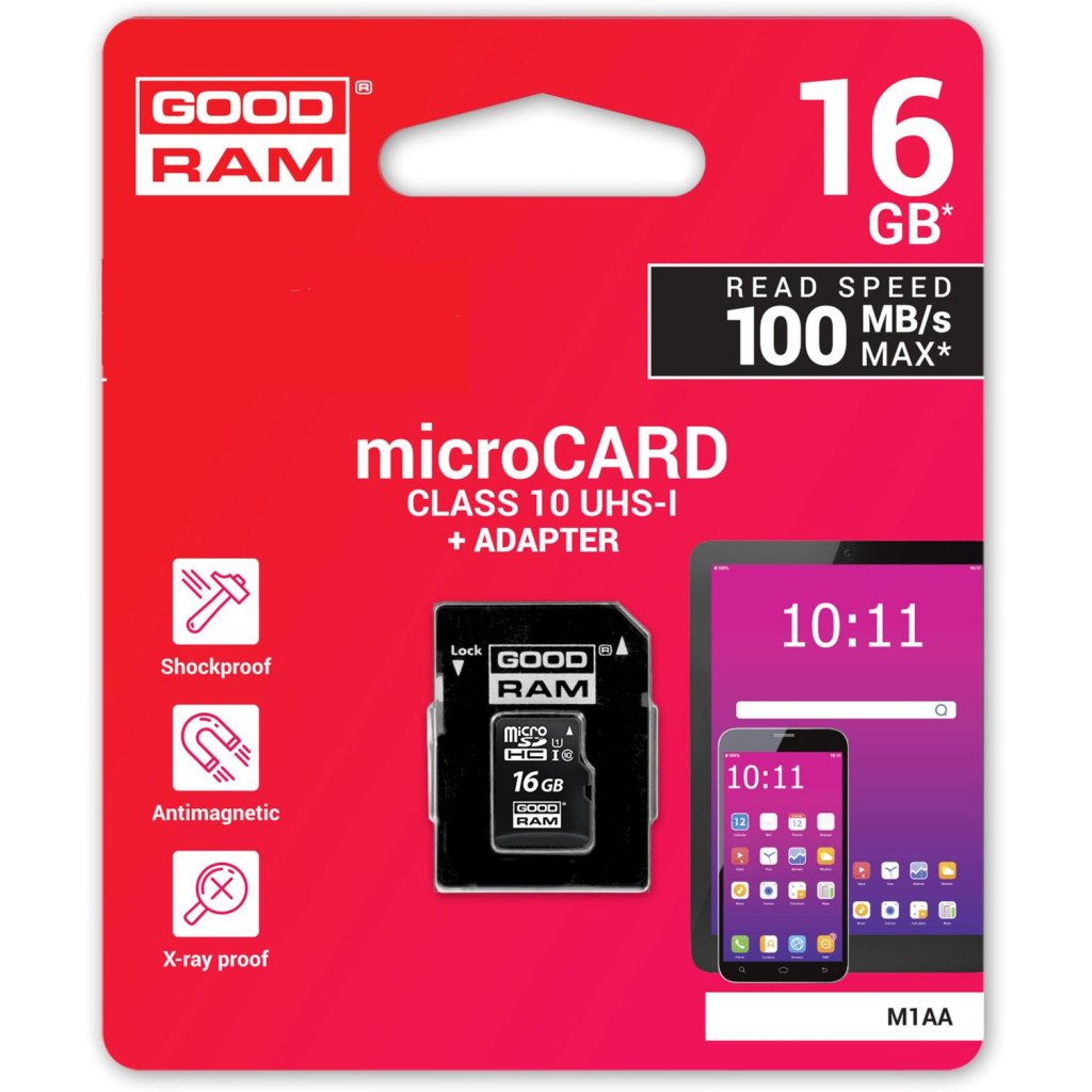 Карта пам’яті Goodram 16GB microSDHC Class 10 (M1AA-0160R12)