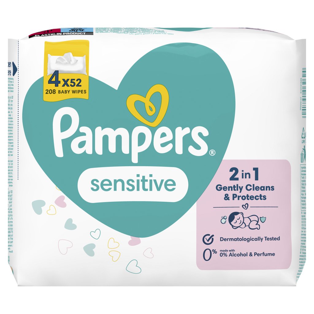 Дитячі вологі серветки Pampers Sens 4×52 (8001841062624)