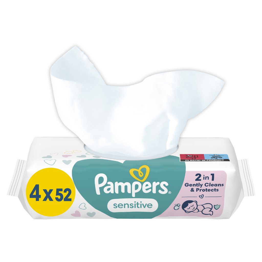 Дитячі вологі серветки Pampers Sens 4×52 (8001841062624)