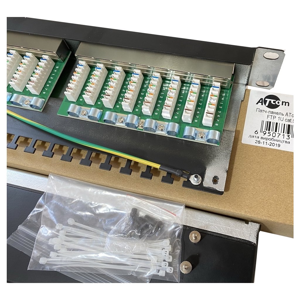 Патч-панель 19″ 24хRJ-45 FTP 1U cat.6, в зборі, Organizer Atcom (FP6224)