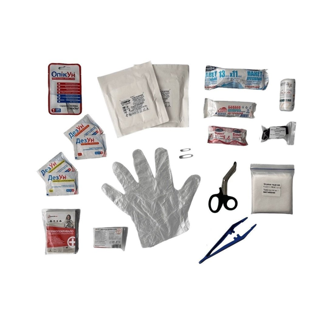 Автомобільна аптечка Poputchik -1 (АМА-1) згідно ДСТУ 3961-2000 футляр м’який червоний 19х8 (02-021-М)