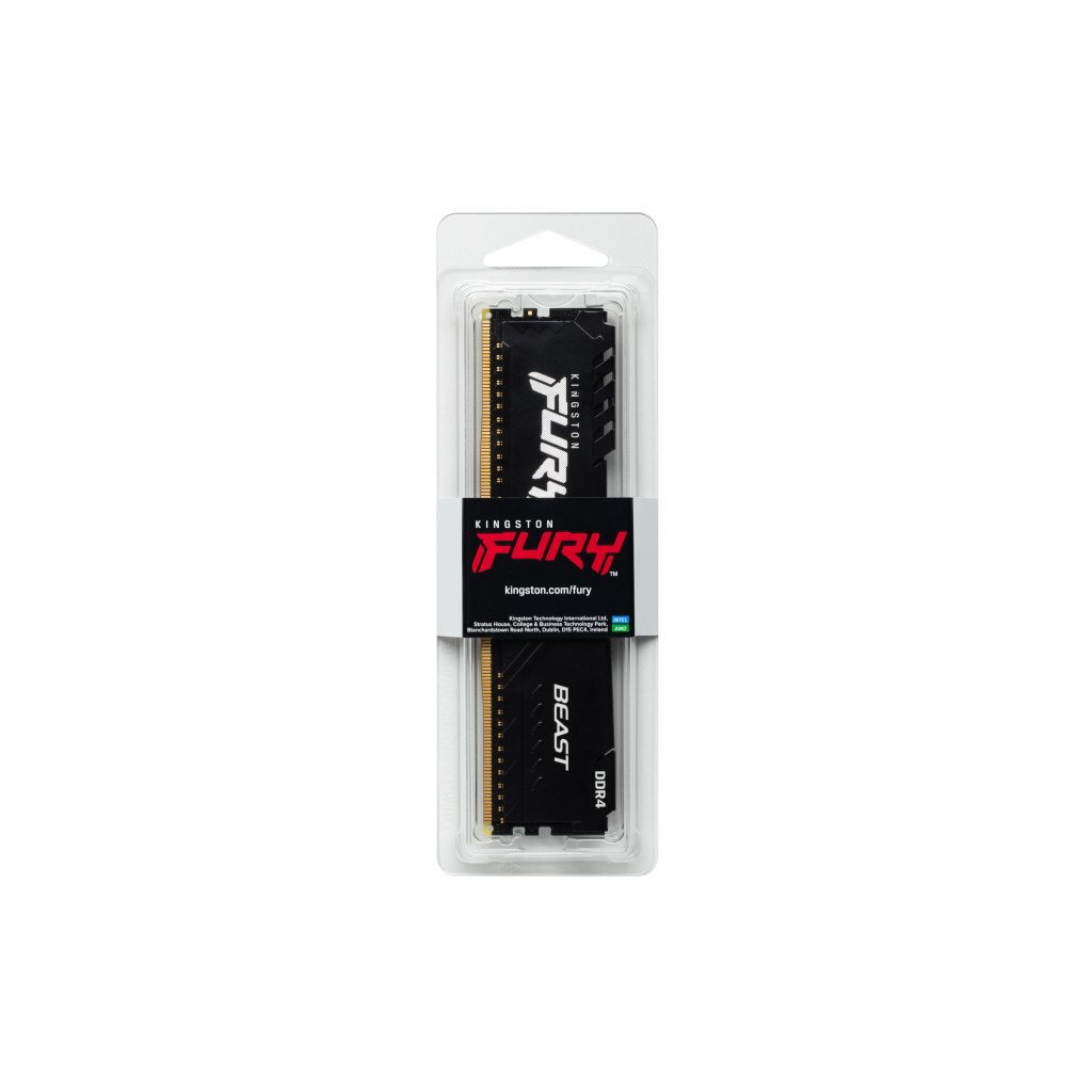 Модуль пам’яті для комп’ютера DDR4 8GB 3200 MHz Fury Beast Black Kingston Fury (ex.HyperX) (KF432C16BB/8)
