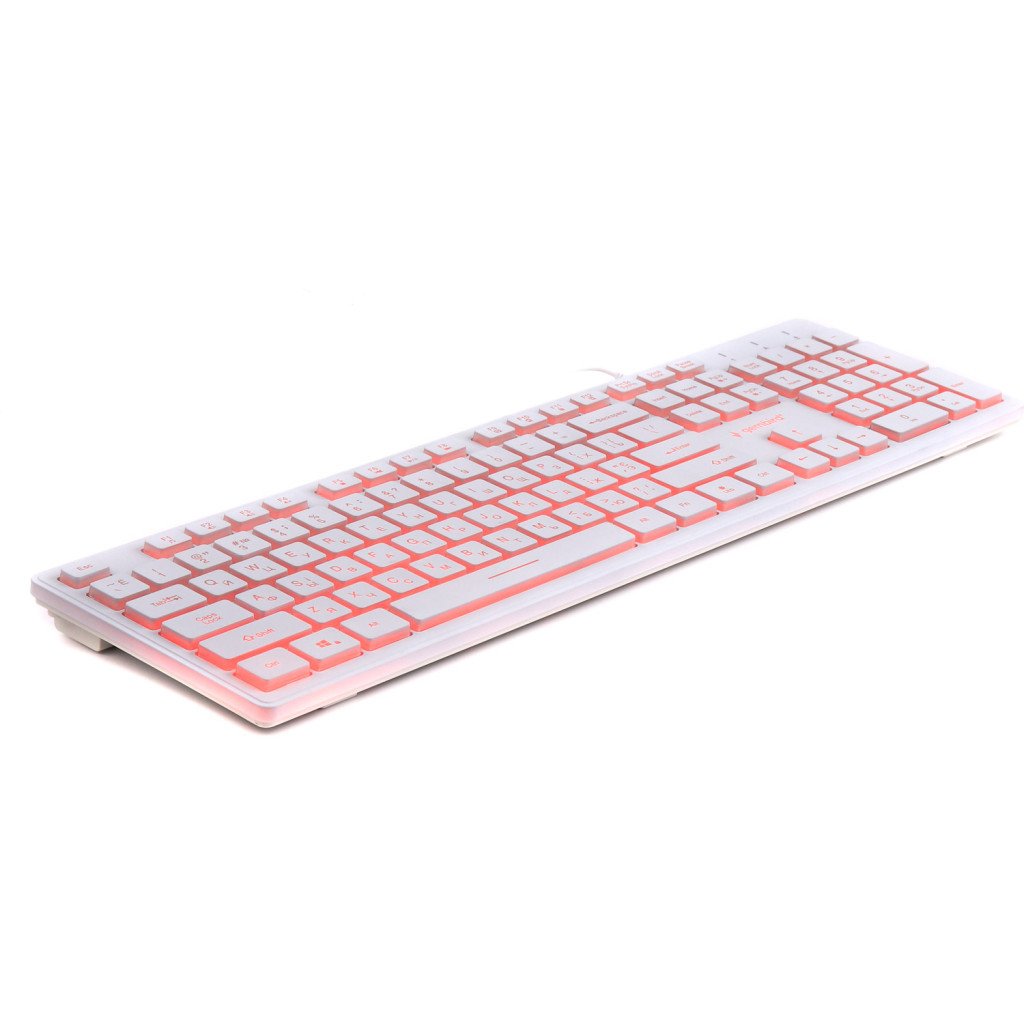 Клавіатура Gembird KB-UML3-01-W-UA, 3-х кольорове підсвічування клавіш, USB, White (KB-UML3-01-W-UA)