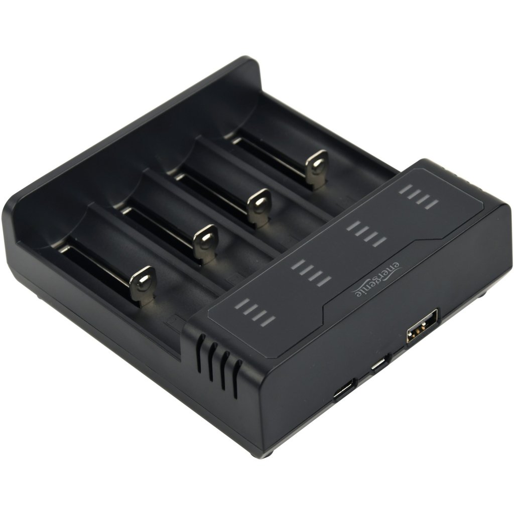 Зарядний пристрій для акумуляторів EnerGenie input:TYPE-C/Micro-USB, AAA/AA/…14650/18650, power bank function (BC-USB-02)