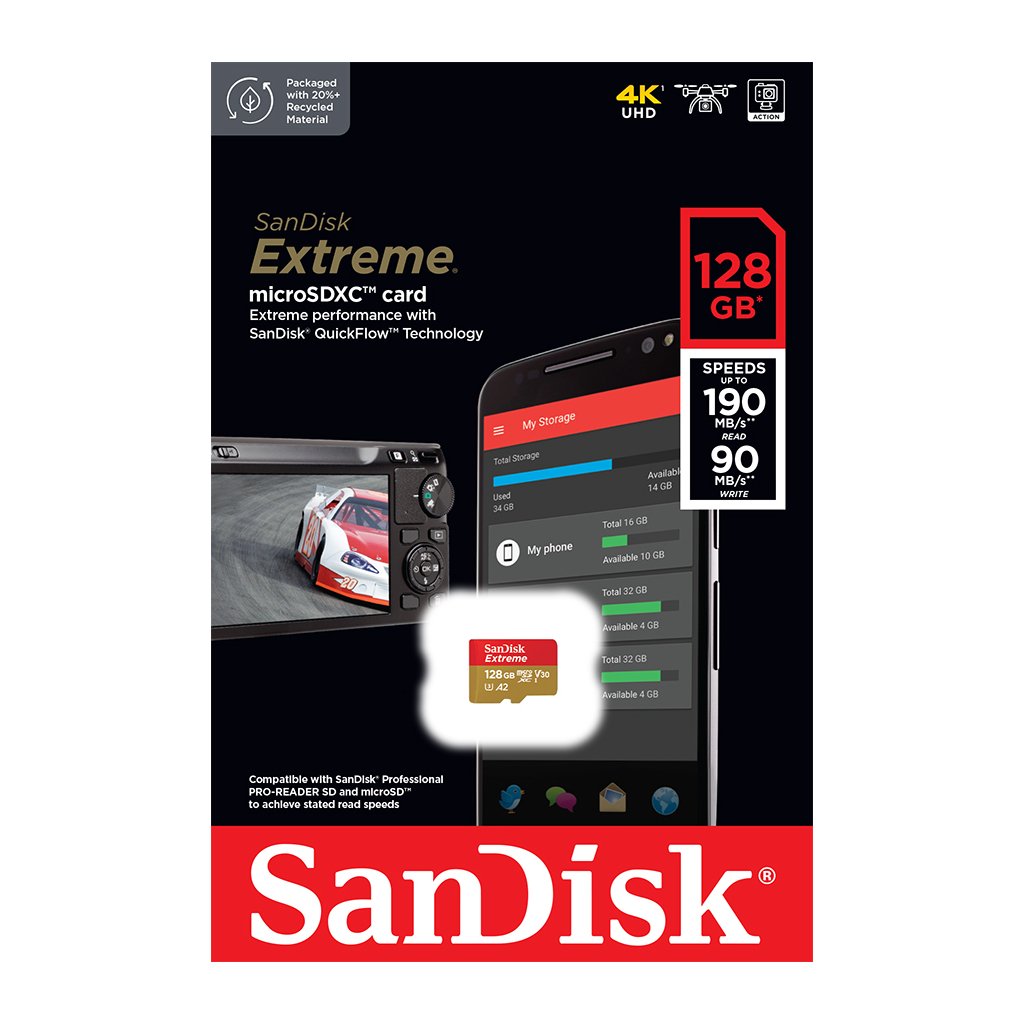 Карта пам’яті SanDisk 128GB microSD class 10 UHS-I U3 Extreme (SDSQXAA-128G-GN6MN)