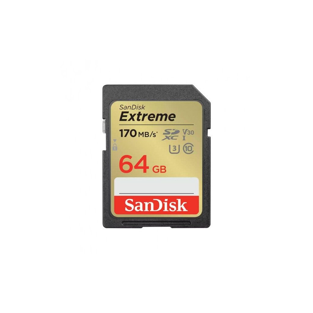 Карта пам’яті SanDisk 64GB SD class 10 UHS-I U3 V30 Extreme (SDSDXV2-064G-GNCIN)