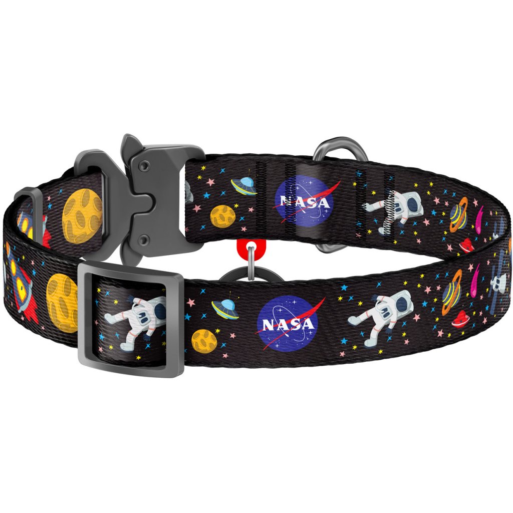 Нашийник для тварин WAUDOG Nylon з QR паспортом NASA металічна пряжка-фастекс S (5119)