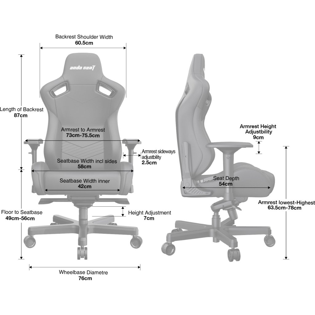Крісло ігрове Anda Seat Kaiser 2 Size XL Black (AD12XL-07-B-PV-B01)