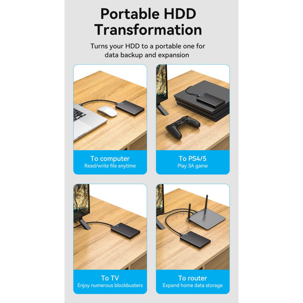 Кишеня зовнішня Vention 2.5″ HDD/SSD USB 3.0 Micro-B Black (KPAB0)