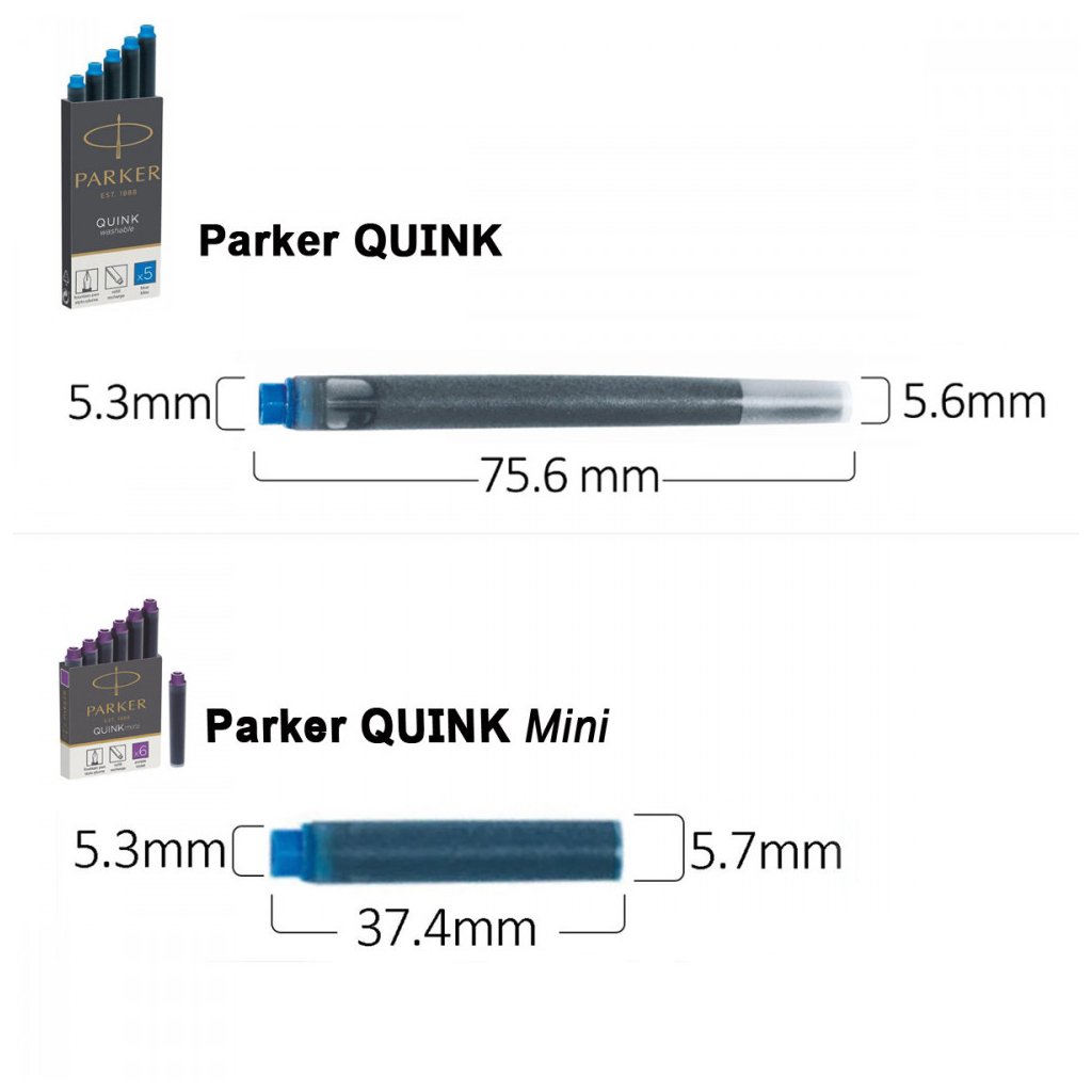 Чорнило для пір’яних ручок Parker Картриджи Quink /5шт синій (11 410BLU)