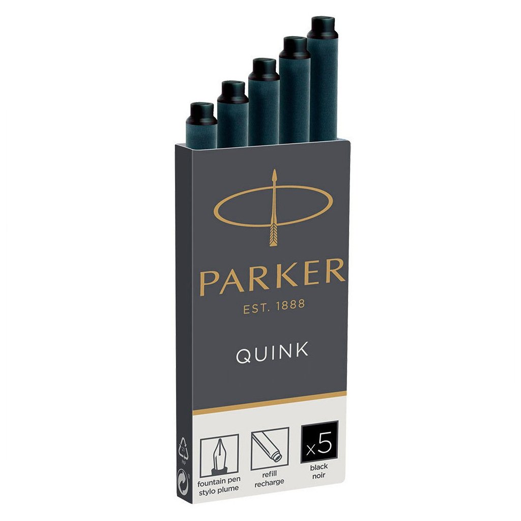 Чорнило для пір’яних ручок Parker Картриджі Quink / 5шт чорний (11 410BK)
