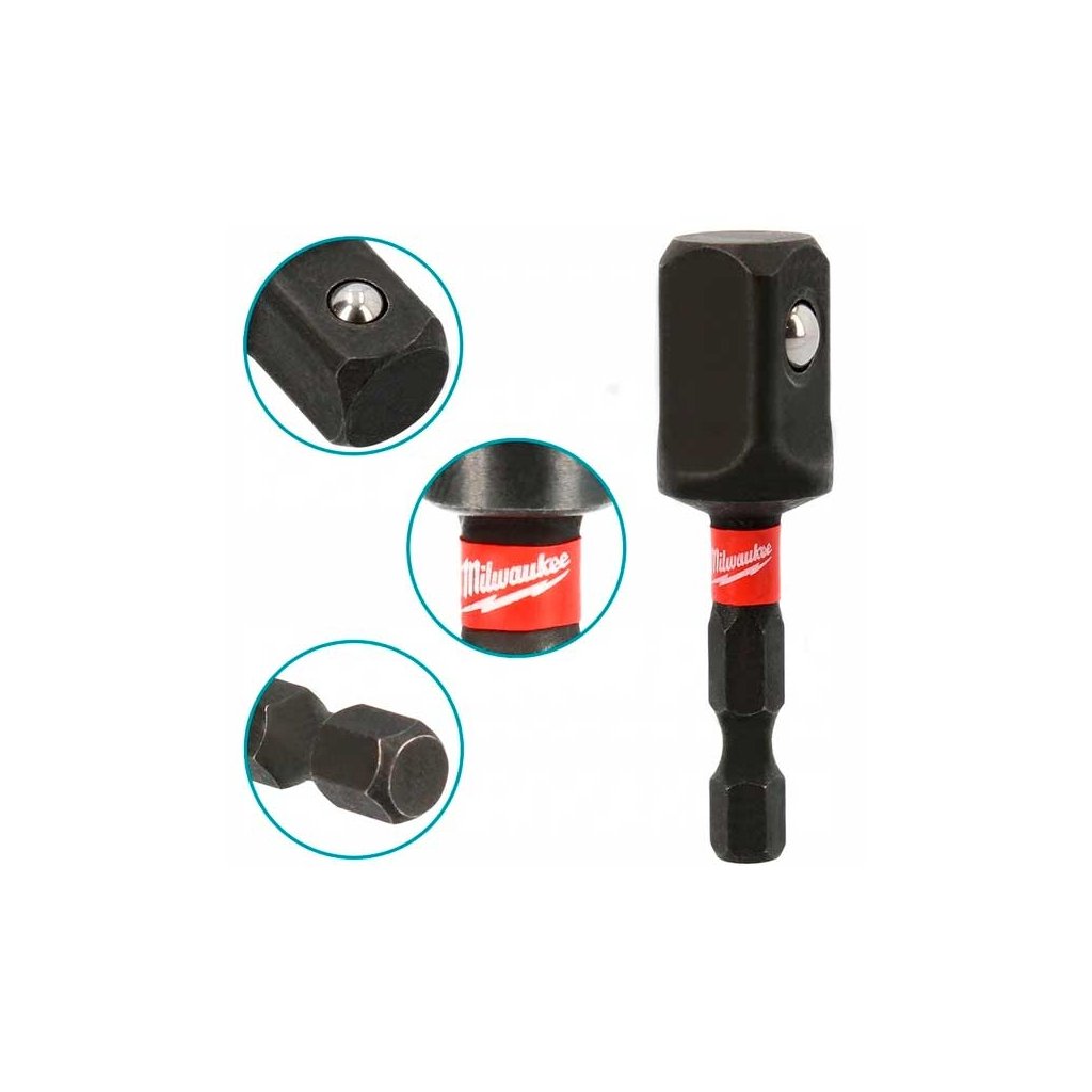 Адаптер для інструменту Milwaukee ShW 1/4″HEX – 1/2″ квадратний хвостовик (4932478803)