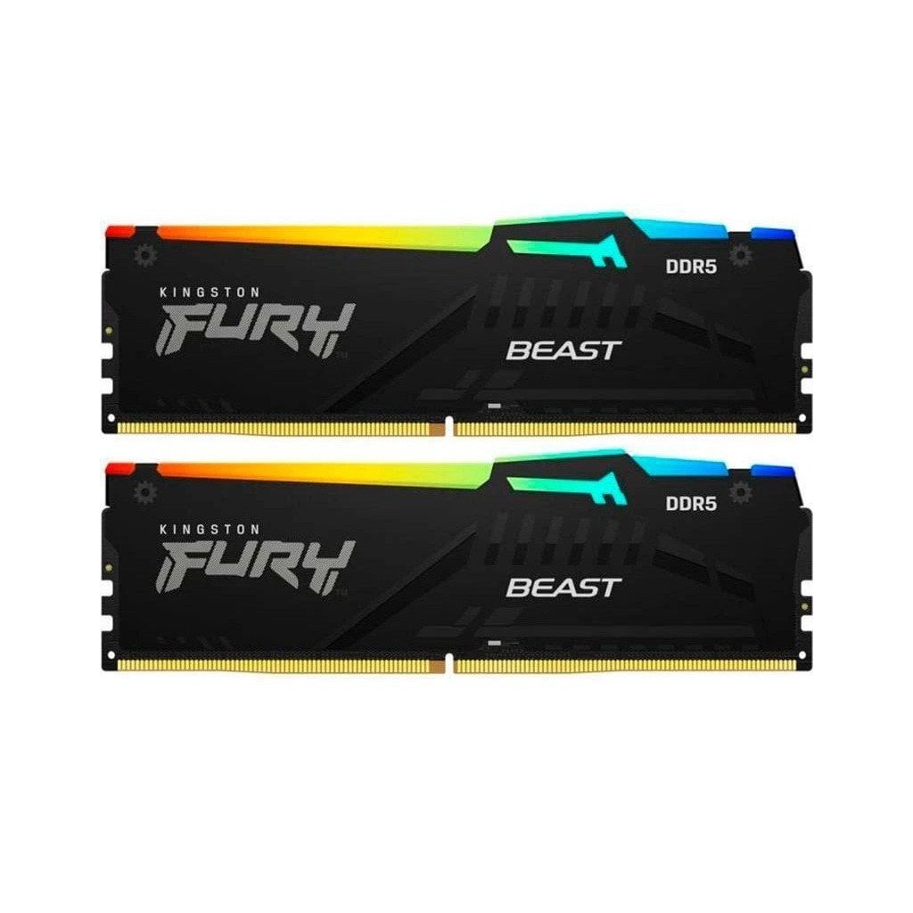 Модуль пам’яті для комп’ютера DDR5 64GB (2x32GB) 5600 MHz Beast RGB Kingston Fury (ex.HyperX) (KF556C36BBEAK2-64)