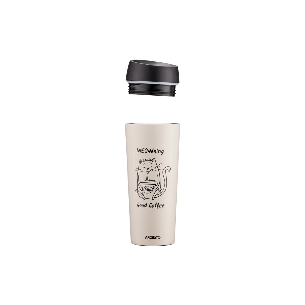 Термочашка Ardesto Coffee Тime Meowning 450 мл Бежева (AR2645WC)