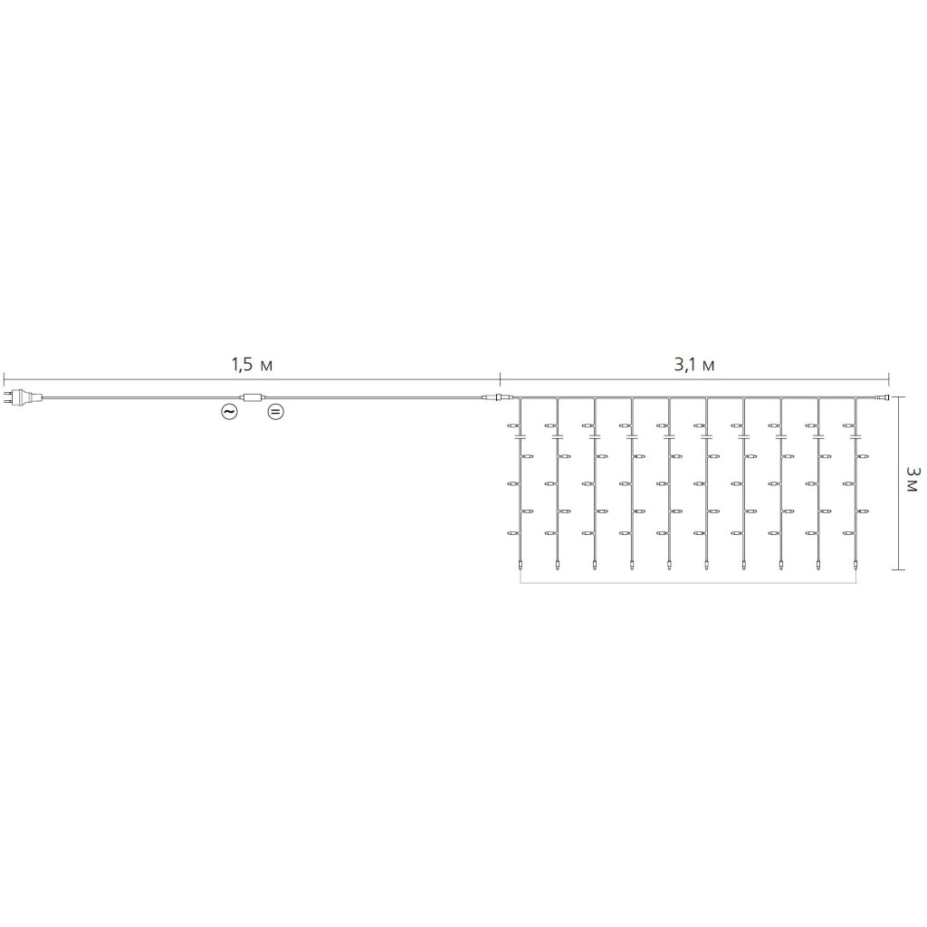 Гірлянда Delux Waterfall С 320LED 3х3 м теплий білий/прозорий IP20 (90018006)
