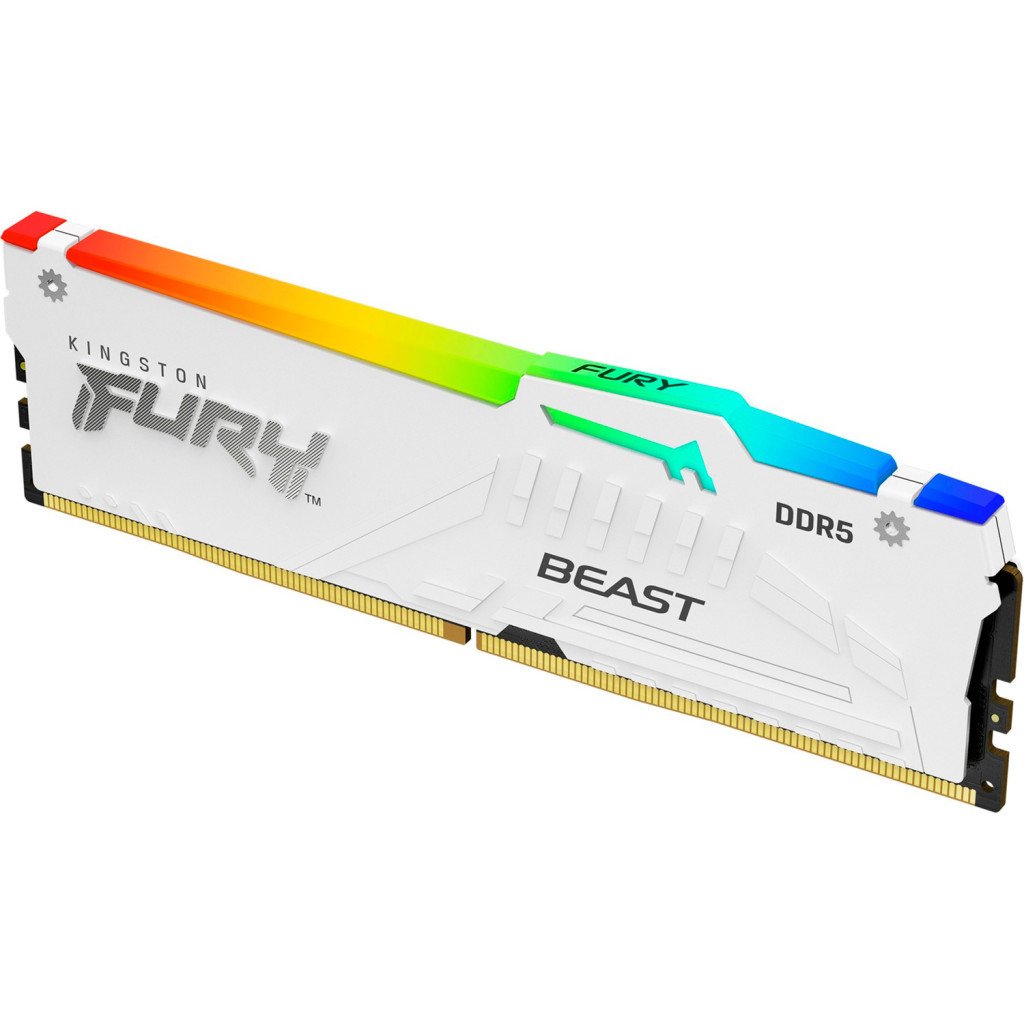 Модуль пам’яті для комп’ютера DDR5 32GB 5200 MHz FURY Beast White RGB Kingston Fury (ex.HyperX) (KF552C40BWA-32)