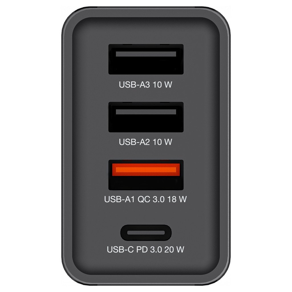 Зарядний пристрій Verbatim USB 30W PD3.0 4-ports black (49700)