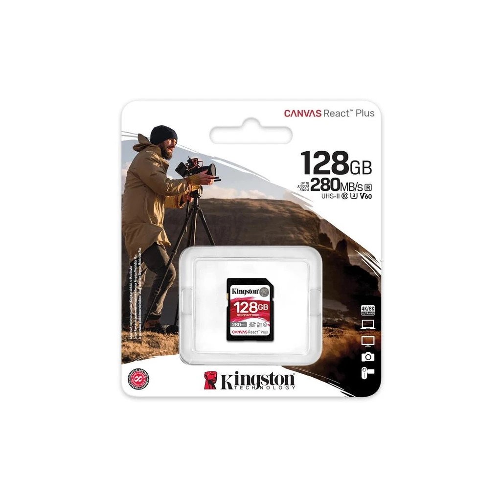 Карта пам’яті Kingston 128GB SDXC class 10 UHS-II U3 Canvas React Plus (SDR2V6/128GB)