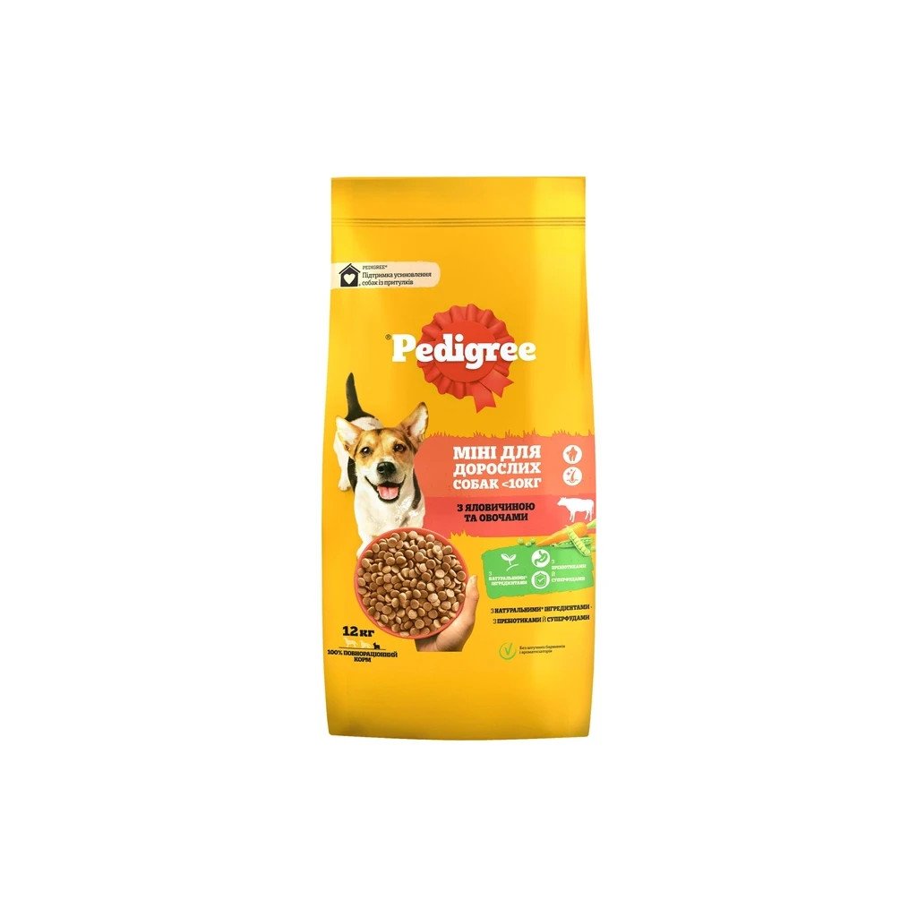 Сухий корм для собак Pedigree для малих порід з яловичиною та овочами 12 кг (5998749120910)