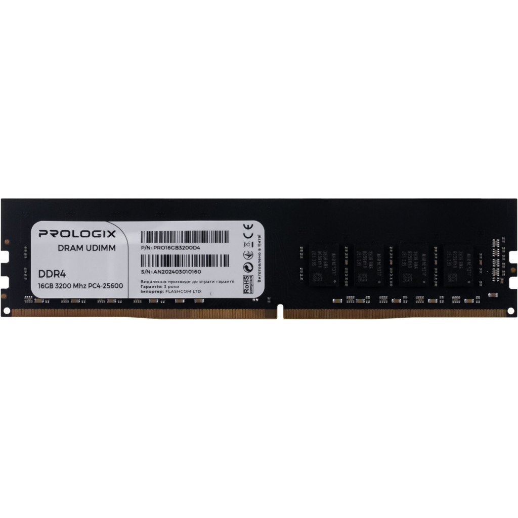 Модуль пам’яті для комп’ютера DDR4 16GB 3200 MHz Prologix (PRO16GB3200D4)