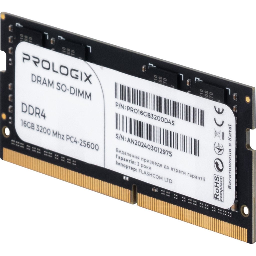 Модуль пам’яті для ноутбука SoDIMM DDR4 16GB 3200 MHz Prologix (PRO16GB3200D4S)