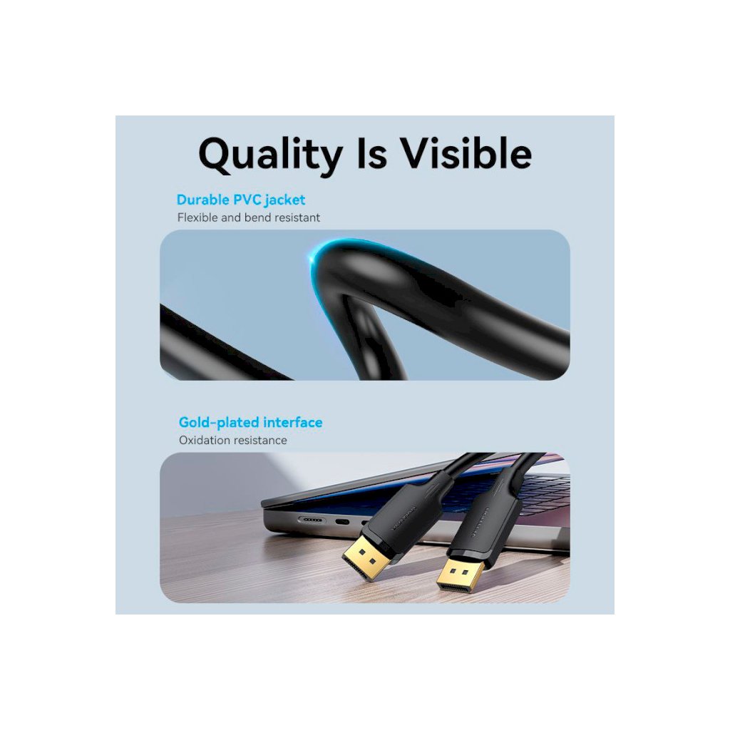 Кабель мультимедійний DisplayPort to DisplayPort 1.5m V1.2 4K 60Hz 3D Dolby 7.1 Vention (HAKBG)