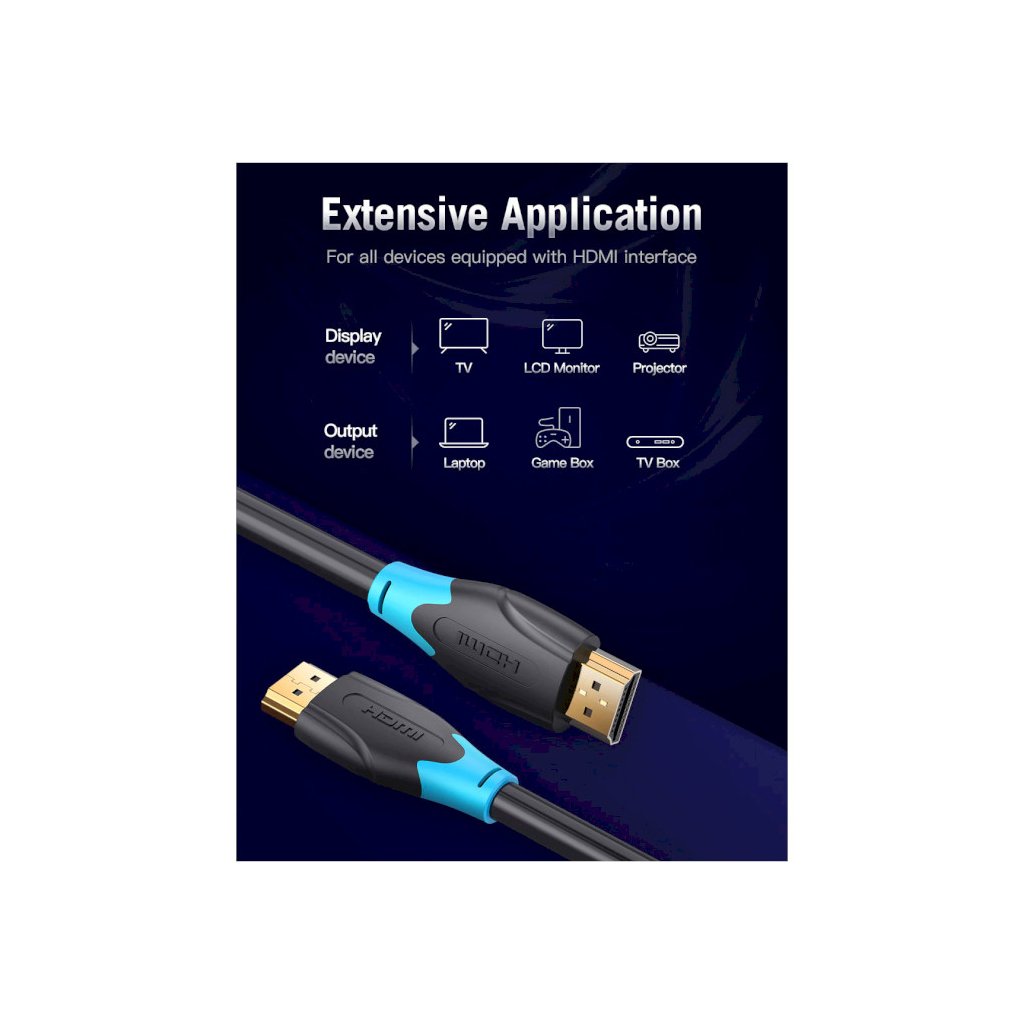 Кабель мультимедійний HDMI to HDMI 8.0m V2.0 4K 60Hz PVC Vention (AACBK)