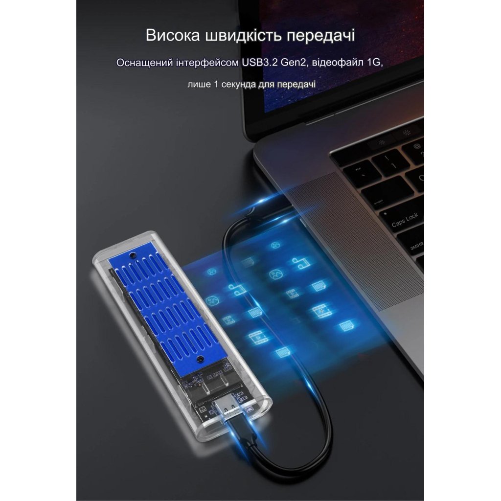 Кишеня зовнішня Dynamode M.2 SSD NVMe/SATA combo ч-з USB3.2 GEN2 Type-C (DM-CAD-SSD09)