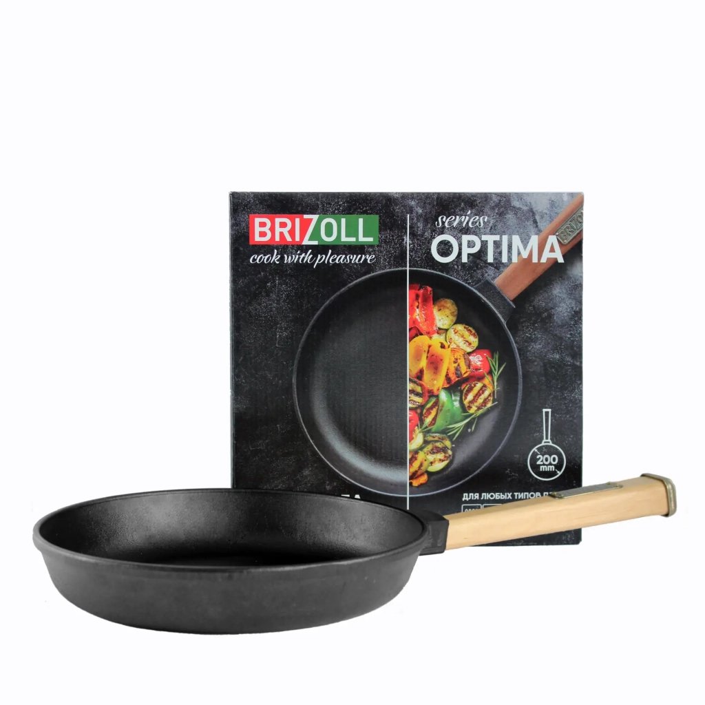 Сковорода Brizoll Optima чавунна з ручкою 200х35 мм (O2035-P)