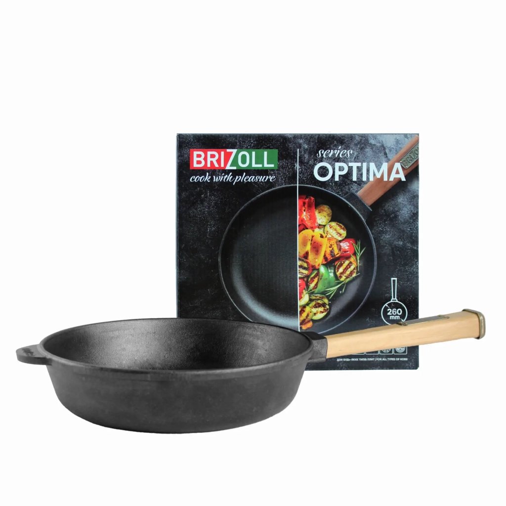 Сковорода Brizoll Optima чавунна з ручкою 260х60 мм (O2660-P)