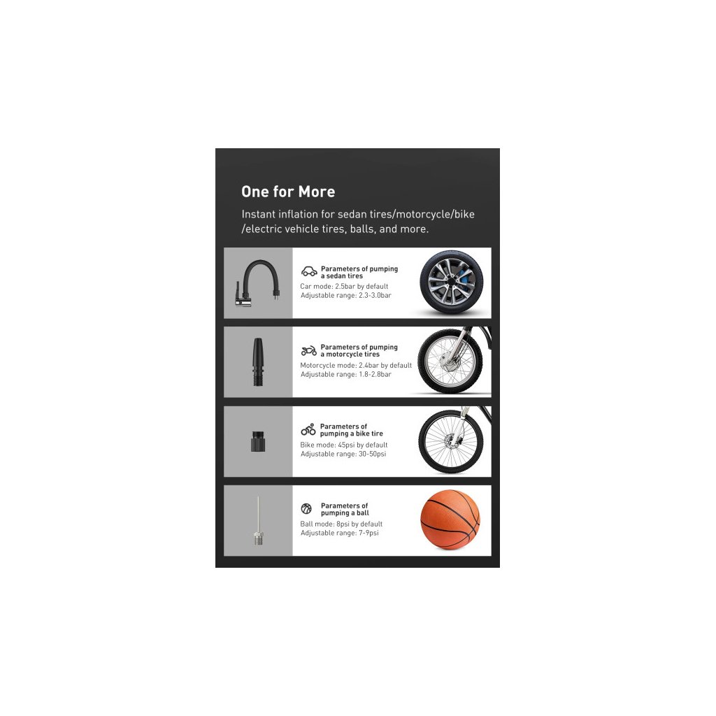 Автомобільний компресор Baseus Super Mini Inflator Pump Black (CRCQ000001)